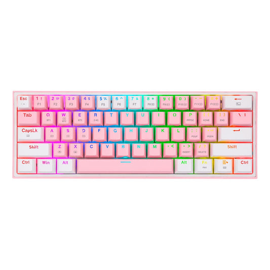 Teclado Gamer Mecanico Fizz Redragon K616 Rosa Con Blanco
